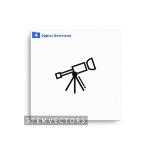 Simple Telescope (Digital Download) Black and White Vector Clip art Drawing/Sketch for Cricut or Print svg, png, jpg, dxf