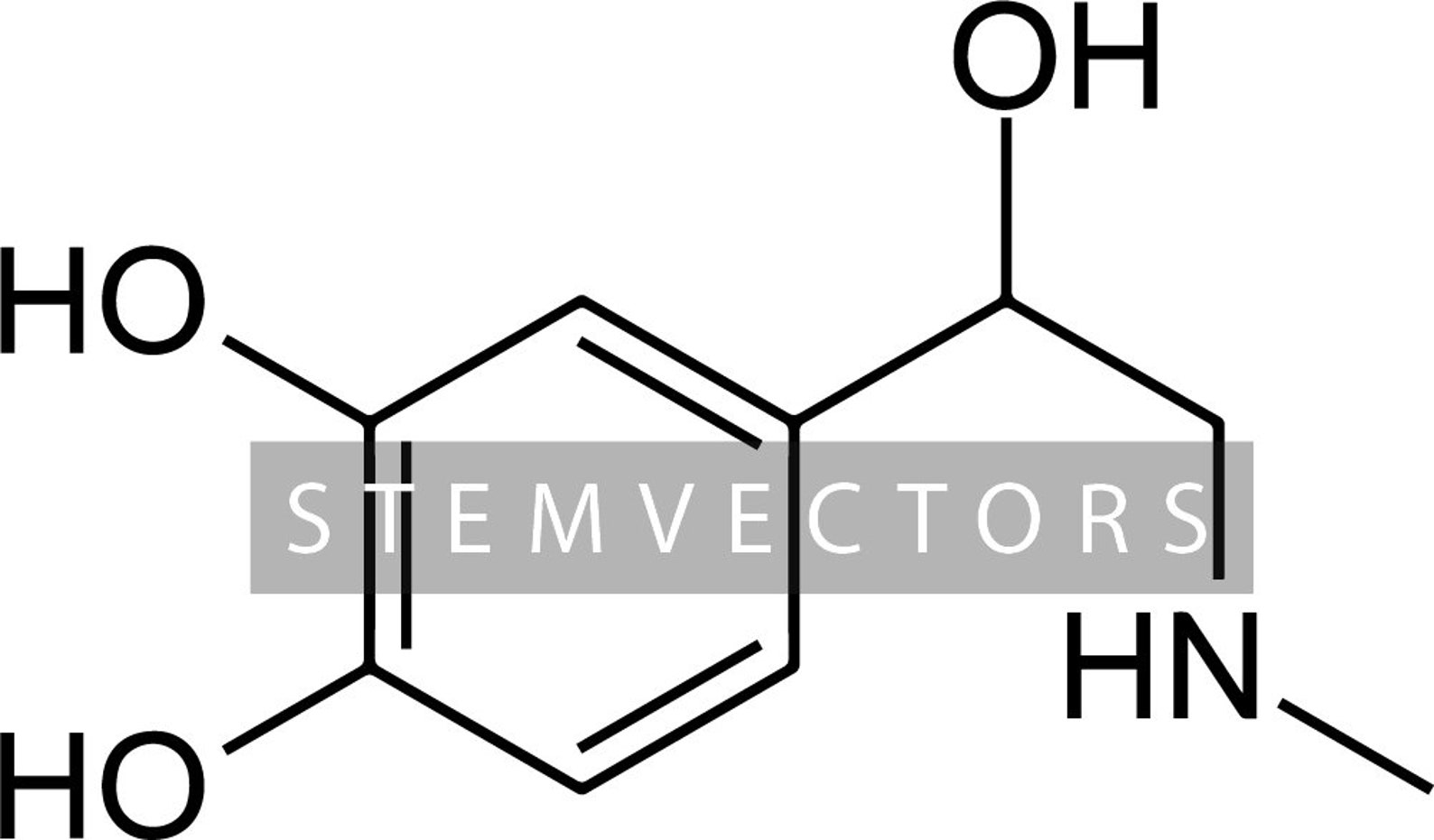 Epinephrine Chemical Structure digital Download Black and White Vector