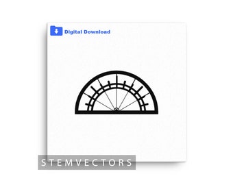 Transferidor em SVG, Imagem vetorial em preto e branco (Download digital)