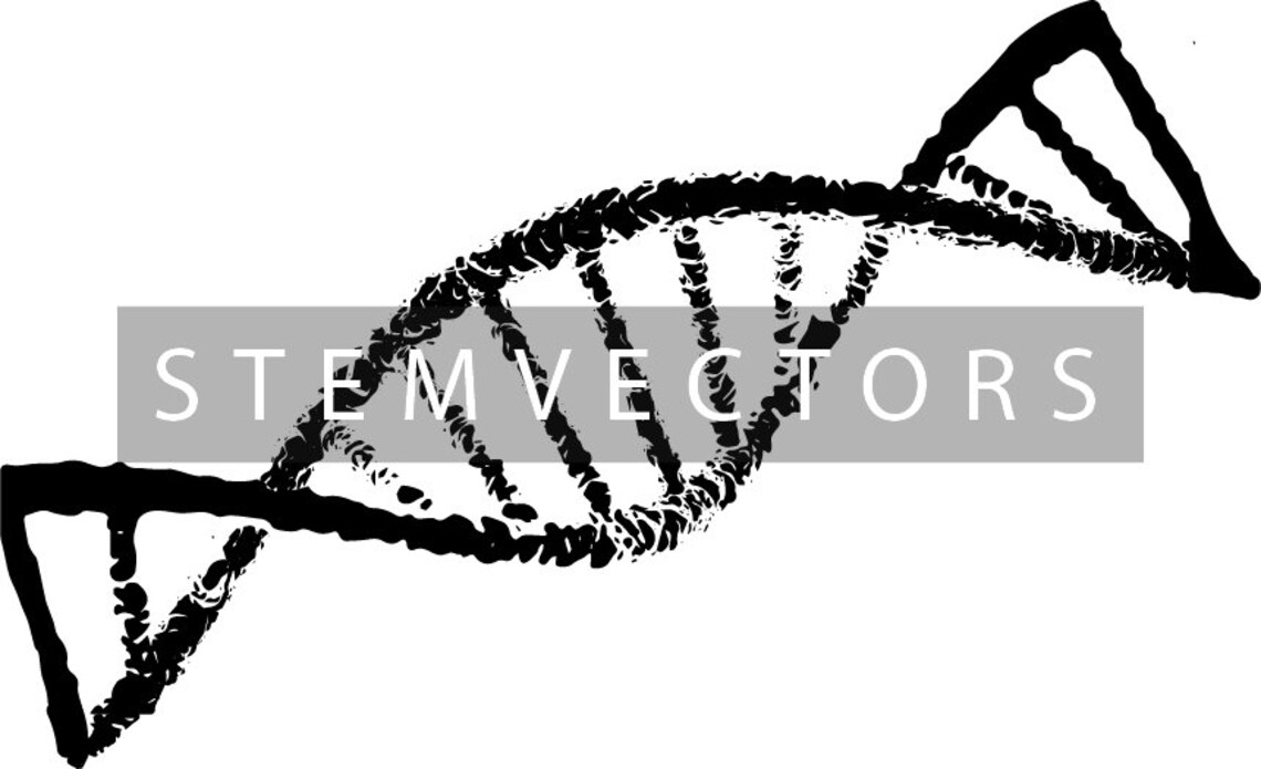 Detailed DNA Strand digital Download Black and White Vector Clip Art