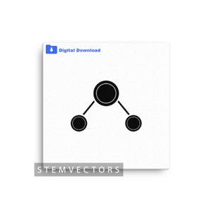 May include: Black and white illustration of a hierarchical organizational chart with three circles connected by lines. The top circle is larger than the two circles below it.