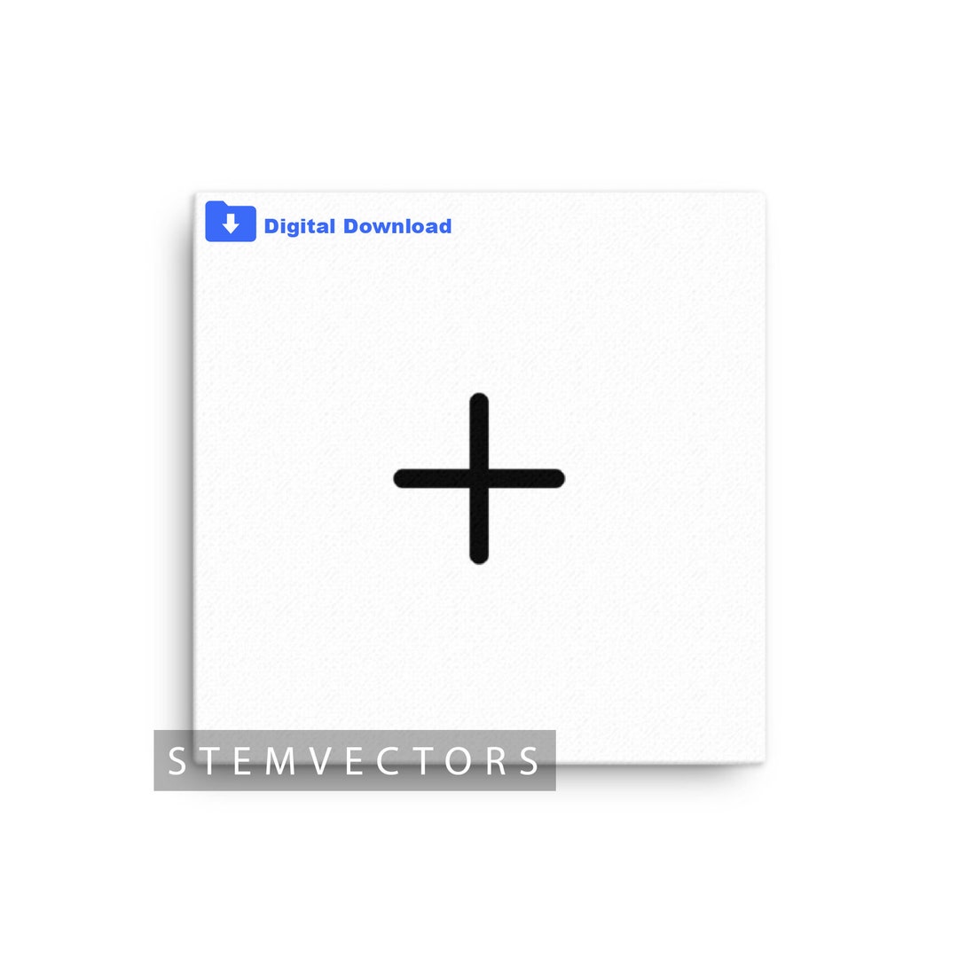 Plus Math Symbol (digital Download) Black and White Vector Clip Art ...