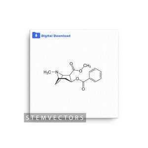 May include: A black and white line drawing of a chemical compound with the text "H3C-N" and "CH3" on a white background. The text "Digital Download" and "STEMVECTORS" are also visible.