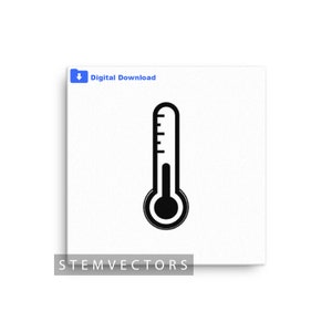 Thermometer Vector Clipart: Black and White Drawing (Digital Download)