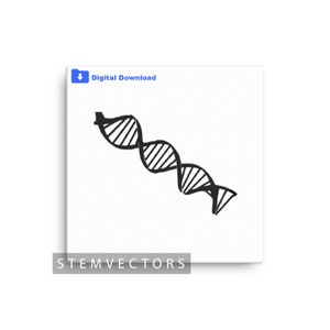 DNA Drawing (Digital Download) Black and White Vector Clip art Drawing/Sketch for Cricut or Print svg, png, jpg, dxf