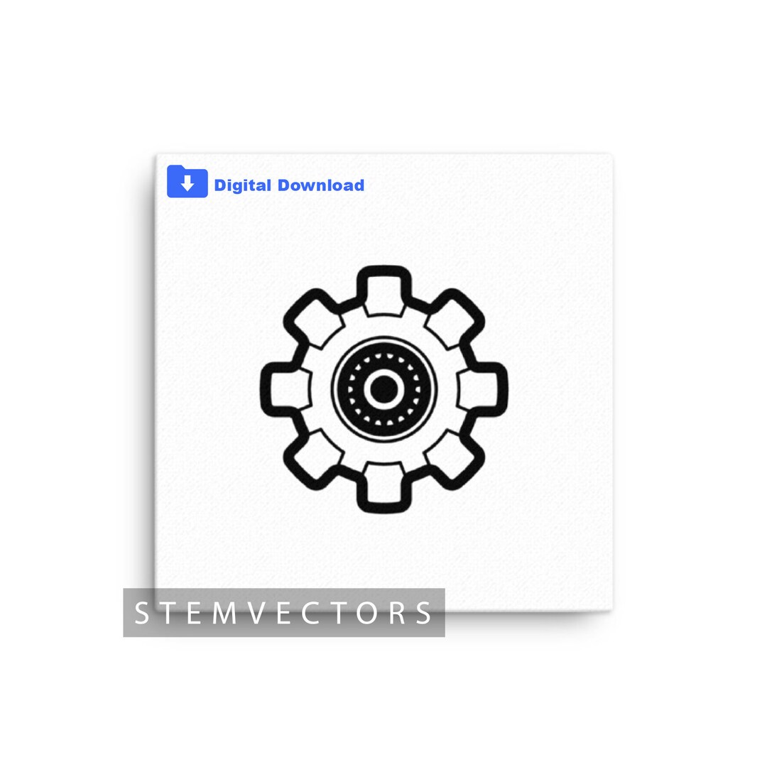 Spur Gear 2 digital Download Black and White Vector Clip Art Drawing