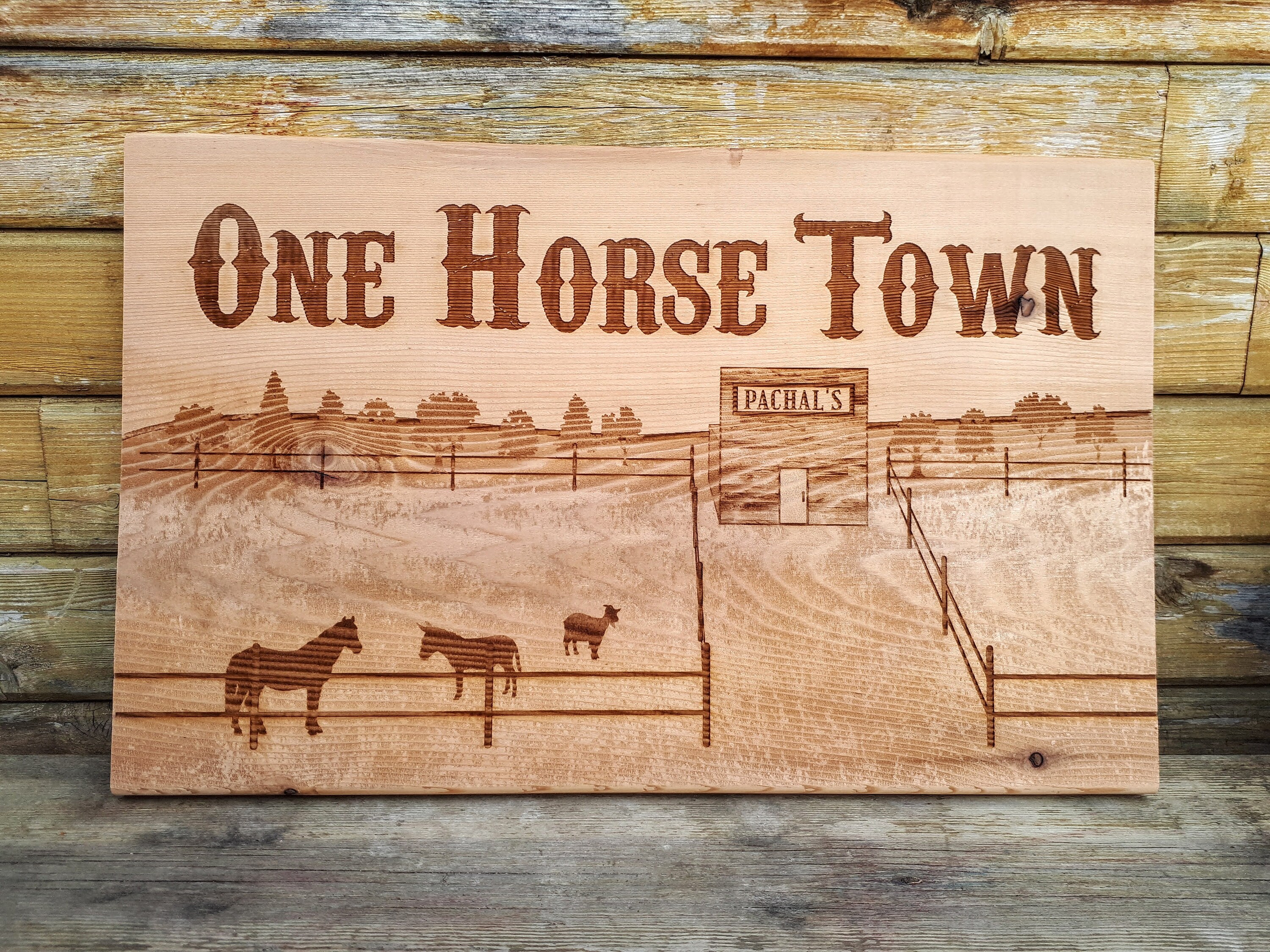 One horse town wooden sign Western Ranch Country Etsy