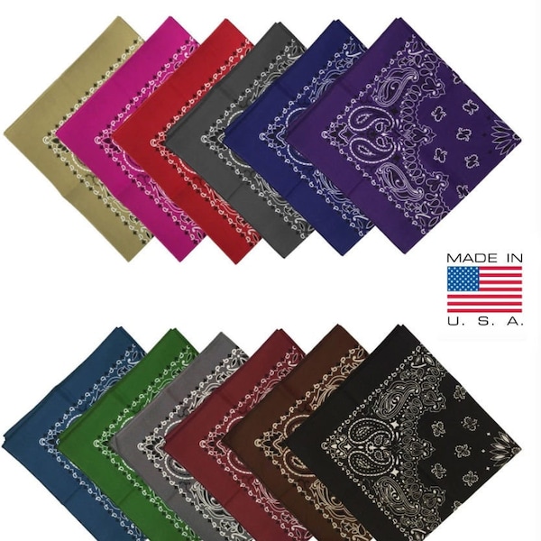 Fabriqué aux États-Unis, militaire Trainmen Paisley 22 / Bandana fabriqué aux États-Unis (Ensemble de 3)