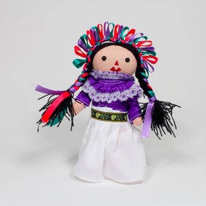Mexican Handmade Maria Rag Doll with Traditional Dress 7&quot; | Mona de Trapo con Vestido Tradicional (Assorted Colors) - MexART
