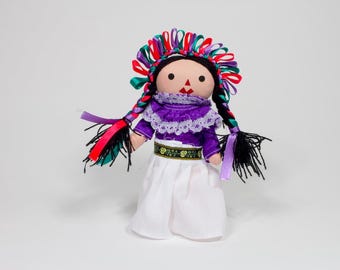 Mexican Handmade Maria Rag Doll with Traditional Dress 7&quot; | Mona de Trapo con Vestido Tradicional (Assorted Colors) - MexART