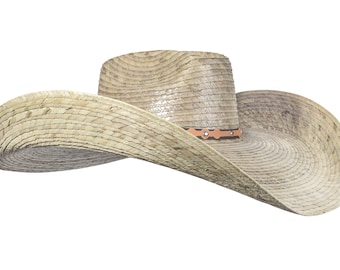 Oversized Natural Cowboy Wide Brim Straw Hat | Sombrero de Palma Grande Natural - MEXART
