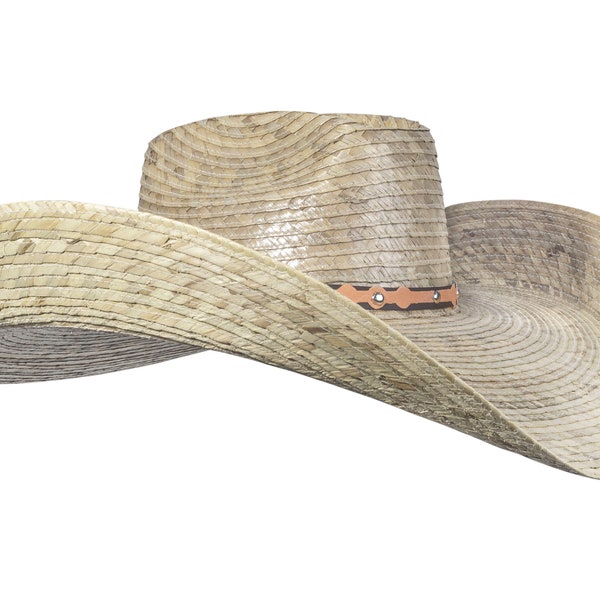 Oversized Natural Cowboy Wide Brim Straw Hat | Sombrero de Palma Grande Natural - MEXART