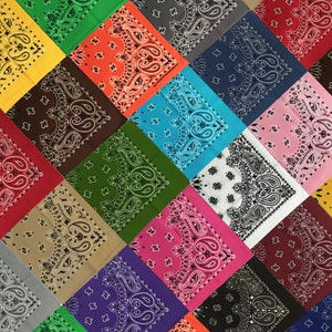 Seasonal Mix Bandana Colors / USA Made Military Army Trainmen Paisley 22 (Set of 3) Multi-Colors