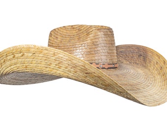 Oversized Dark Natural Cowboy Wide Brim Straw Hat | Sombrero de Palma Grande Obscuro - MexART