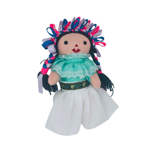 Mexican Handmade Maria Rag Doll with Traditional Dress 7" | Mona de Trapo con Vestido Tradicional (Assorted Colors) - MexART