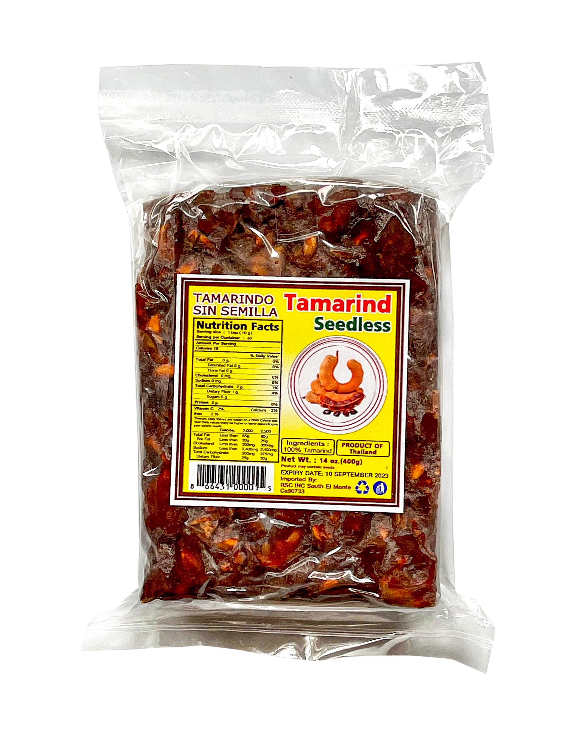 Tamarind Wet Seedless Block/Slab 14oz (400g) All Natural No added sugar Vegan Gluten Free Seedless, Pulpa de Tamarindo Natural Sin Semilla