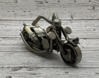 Artisan Handcrafted Metal Chopper Motocycle Sculpture made with Recycled Auto Parts