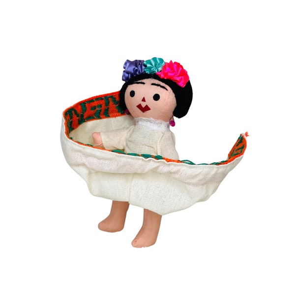 Mexican Handmade Frida Maria Rag Doll with Traditional Dress 7" | Mona de Trapo Frida con Vestido Tradicional (Assorted Colors) - MexART