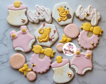 Pooh Bear Baby Shower Sugar Cookies