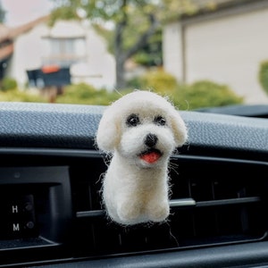 Cute Needle felted Maltese Bichon air vent clip Car accessories for women Car air freshener Maltese Bichon gift