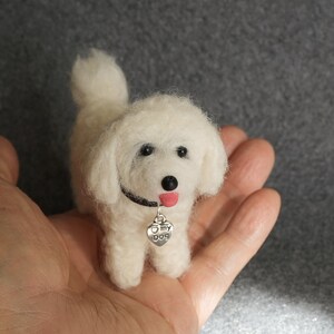 Ready- Made Needle felted Bichon Bolognese, Bichon Frise, Needle Felted Dog, Small Felted Dogs, Dollhouse dog, Miniature Animal