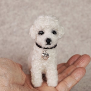 Ready- Made Needle felted Bichon Frise, Maltese, Bichon Poodle , Needle Felted Dog, Small Felted Dogs, Dollhouse dog.