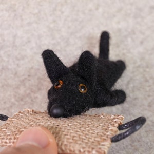 Needle Felted Black German Shepherd biting pillow car rear view mirror decor, Ornament, Gift for Dog Lovers