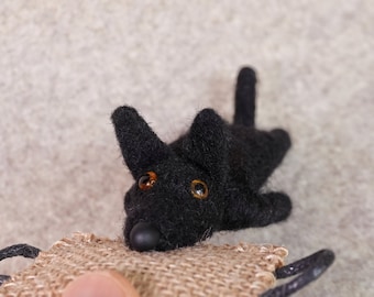 Needle Felted Black German Shepherd Car Rear View Mirror Decor, Dog Lover Gift