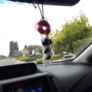 Car rear view mirror decor Felted Hound Dog biting Lifeguard Ring,  Gift For Dog Lovers