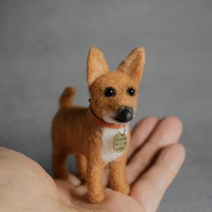 Ready- Made Needle felted Chihuahua, Handmade Wool Sculpture, Small Felted Dogs, Miniature Dog Decor