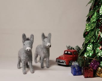 Needle Felted Donkey Burro Nativity Animal Farm Decor Fiber Art