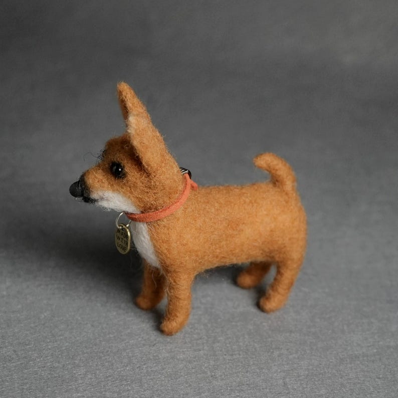 Needle Felted Miniature Chihuahua Dog Figurine, Wool,tiny,one of a Kind