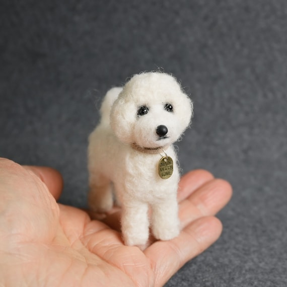 Ready- Made Needle Felted Bichon Bolognese, Maltese Dog – Handmade