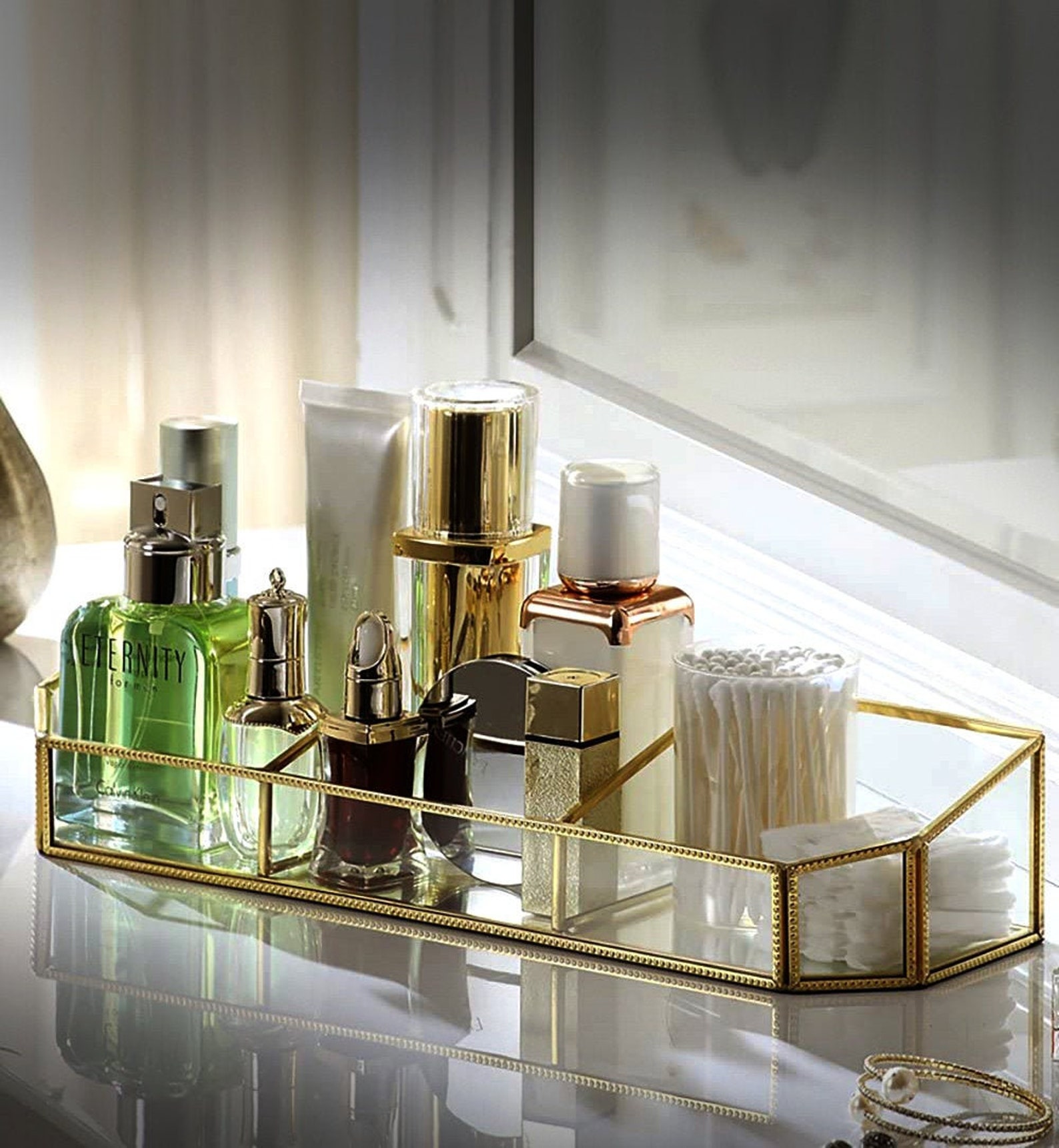 Glass Makeup Organizer Vintage Makeup Organizer Makeup Etsy