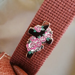 St. Therese of Lisieux Cross Enamel Pin