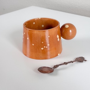 Handmade Brown Ceramic Coffee Mug | 250ml Kitchen Drinkware | Artisan Office Desk Cup | Unique Dining Table Accessory