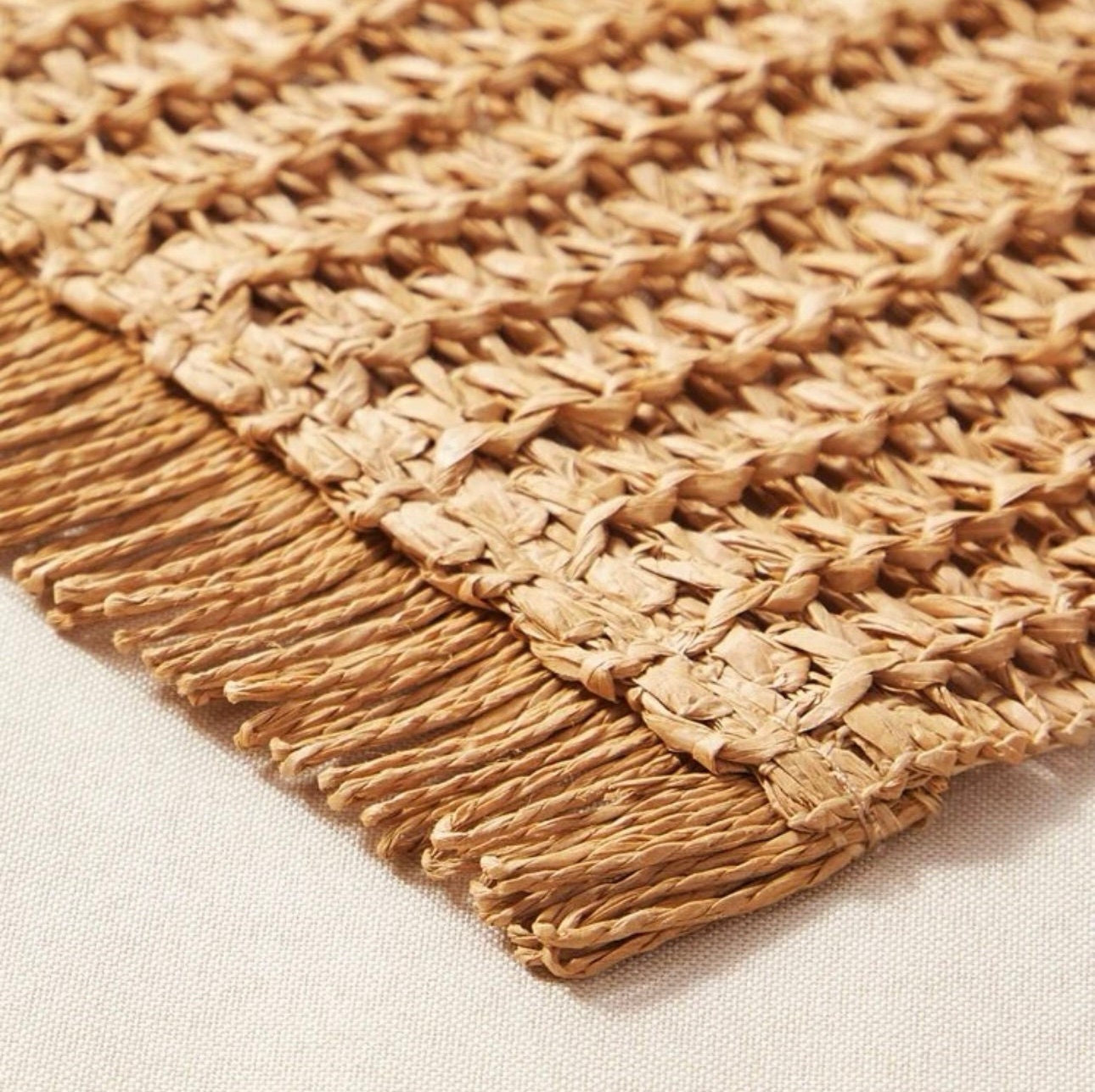 Boho Raffia Placemats With Tassels Rectangular Woven Etsy