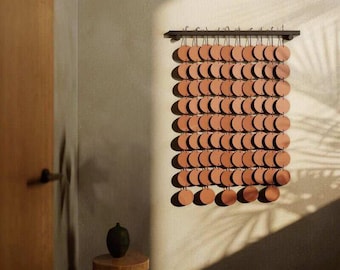 Terracotta Ceramic Disc Wall Art: Modern Abstract Hanging