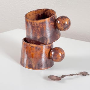 Handmade Brown Ceramic Coffee Mug | 250ml Kitchen Drinkware | Artisan Office Desk Cup | Unique Dining Table Accessory