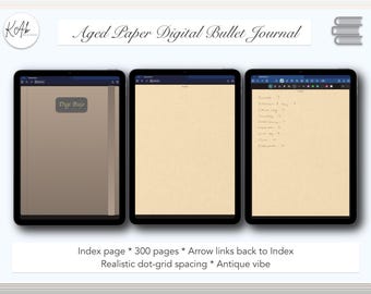 Minimal Digital Bullet Journal, Aged Paper (Digital Download)