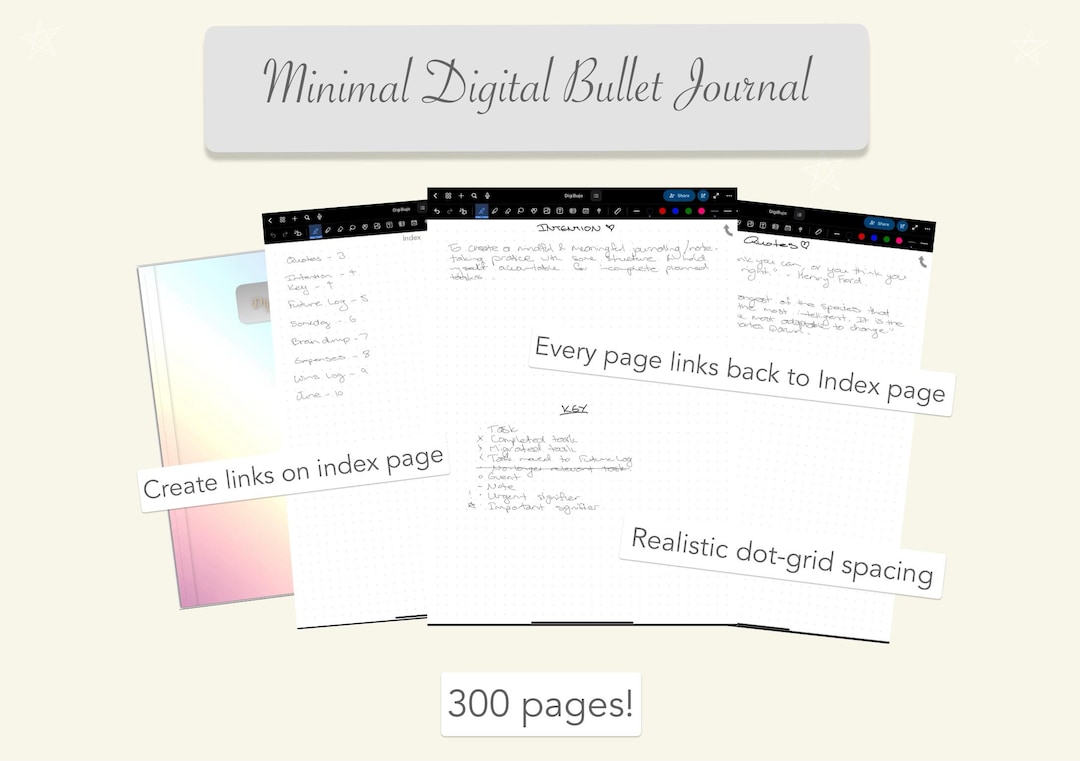 Digital Bullet Journal Digi Bujo Minimal Digi Bujo Large Dot-grid - Etsy