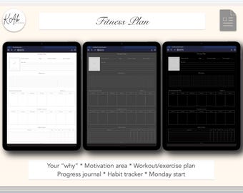 Fitness Planner: Workout Tracker, Habit Journal (Monday Start)