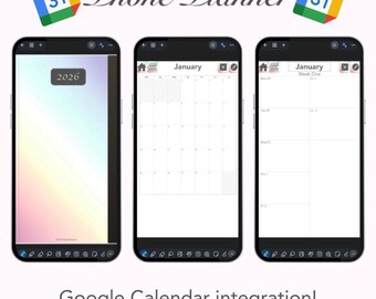 Rainbow 2026 Phone Planner with Google Calendar Integration Monday Start (Digital Download)