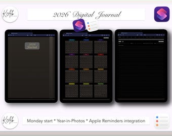 2026 Digital Journal: Monday Start, Year in Photos, Black Mode (PDF)