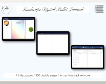 Minimal Digital Bullet Journal with Index (300 Pages) Landscape Orientation