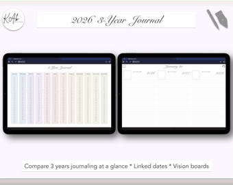 2026 3-Year Digital Journal iPad tablet Goodnotes (PDF)