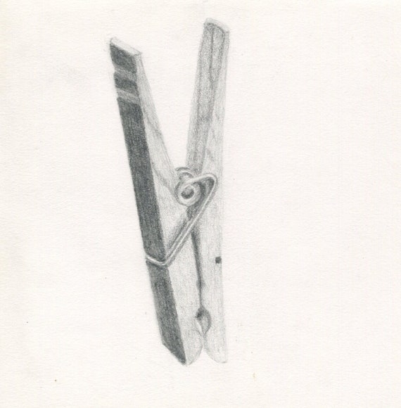 Clothespin Graphite Drawing Realistic Pencil Sketch with Etsy