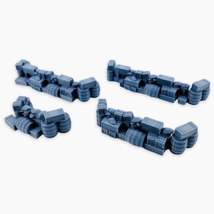 Barricades Set, Fully Assembled: 4 pieces, Versatile Scale Accessory, Multi-Era Replica, Diorama & Tabletop Scenery