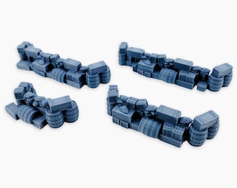 Barricades Set, Fully Assembled: 4 pieces, Versatile Scale Accessory, Multi-Era Replica, Diorama & Tabletop Scenery