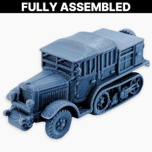 Unic P107 (artillery tractor covered spare tire), Fully Assembled: WWII French Halftrack Artillery Tractor, Wargaming Miniature